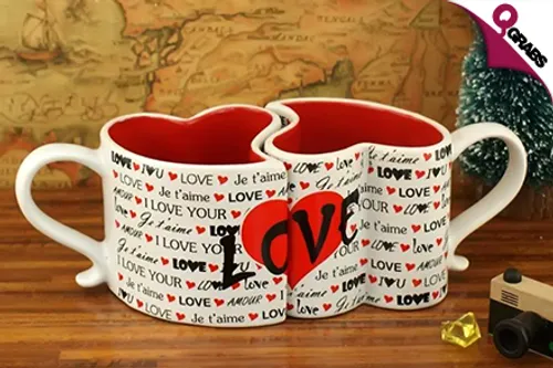 From QR45, Be Cute with a Set of Interlocking, Heart-Shaped Ceramic Mugs! (Up to QR200 Value)